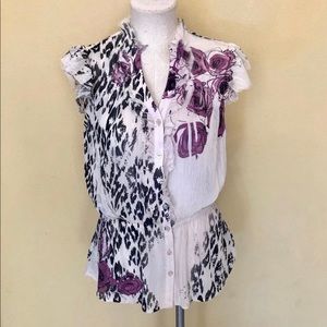 Jonathan Martin ruffled rose short sleeve top M